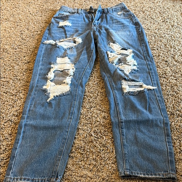 SHEIN Denim - SHEIN Blue Relaxed Distressed Jeans
